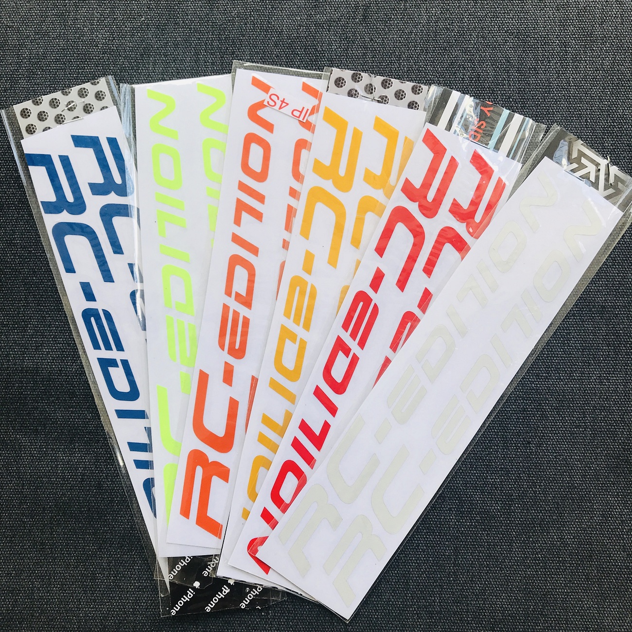 Bộ tem dán phuộc xe máy kiểu RC-EDITION, tem chữ kiểu độc đáo thể hiện cá tính (màu XANH DẠ QUANG)