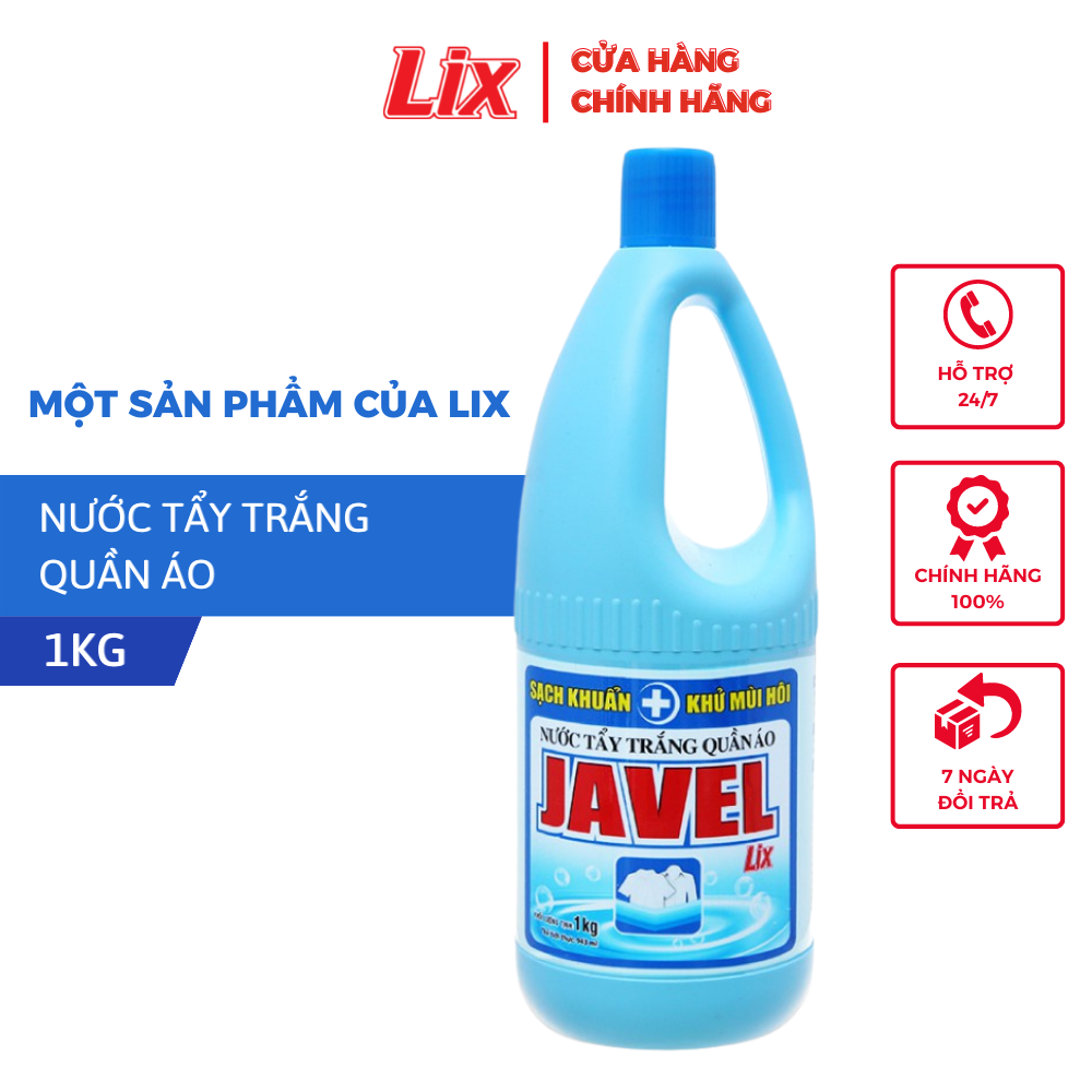 Nước tẩy trắng quần áo nước Javel Lix 1Kg - tẩy quần áo sạch khuẩn
