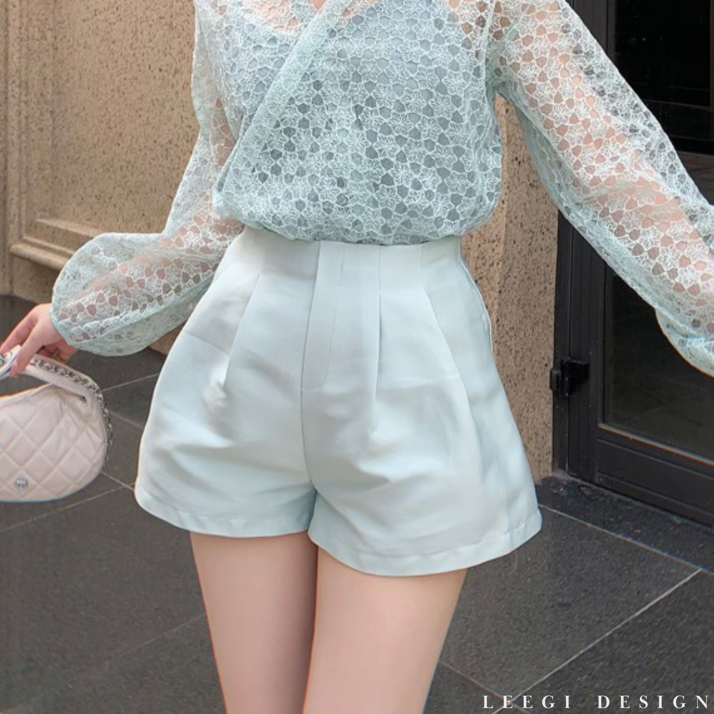 Quần short đùi nữ cạp cao Tafta LeeGi Design Min427
