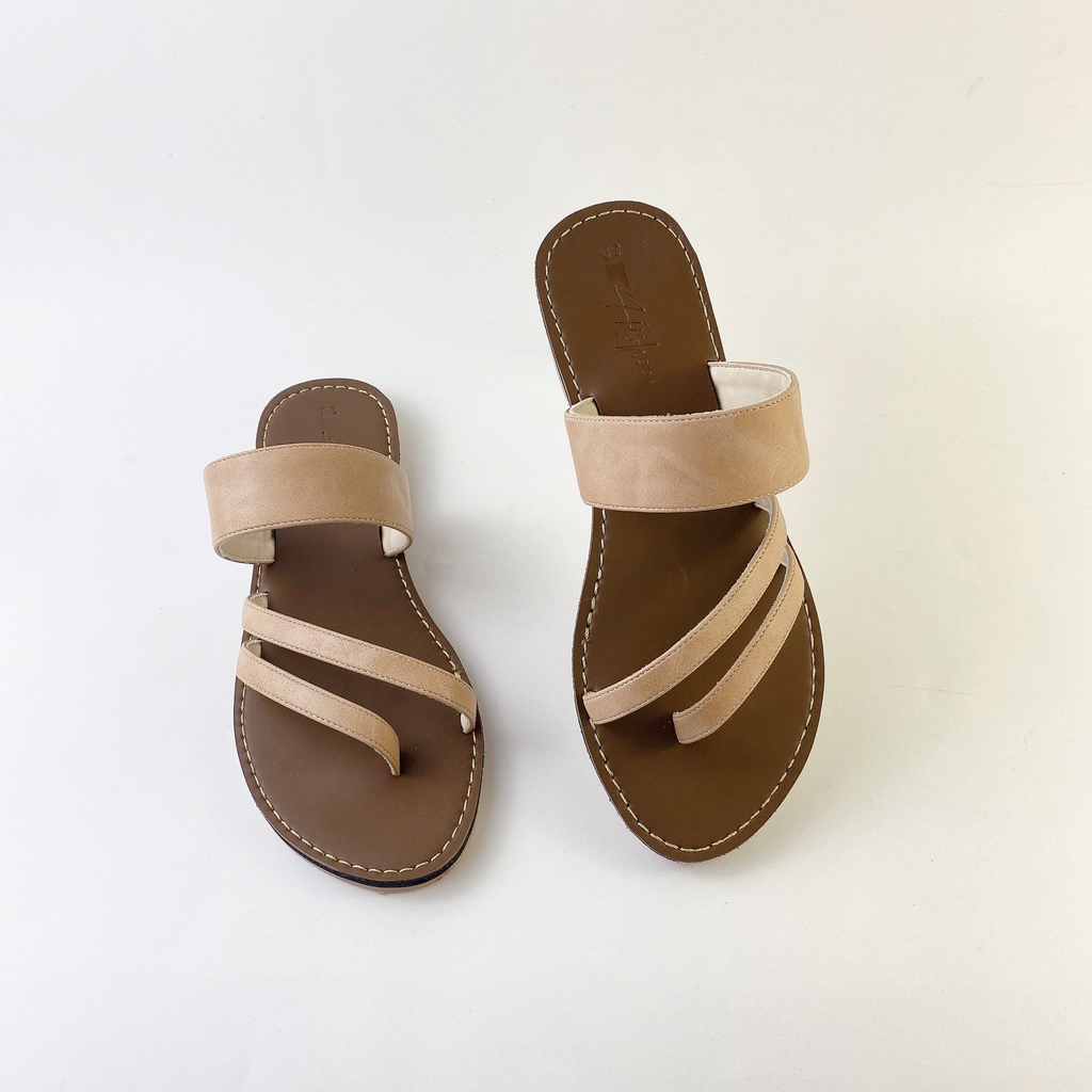 Dép nữ lê thấp dáng sandal đi biển quai ngang xỏ ngón đế bệt dây mảnh cao