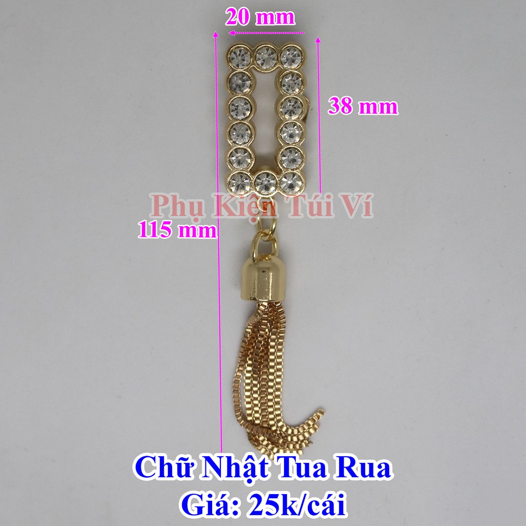 Mạc chữ nhật tua rua làm túi xách