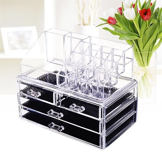 Kệ mica đựng mỹ phẩm trang sức 4 tầng