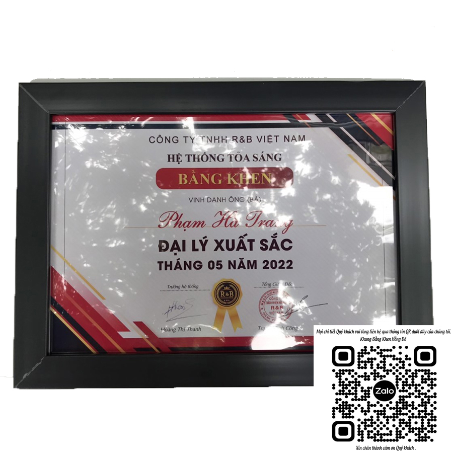 Khung bằng khen A4 đen trơn, tặng kèm đinh ba chân