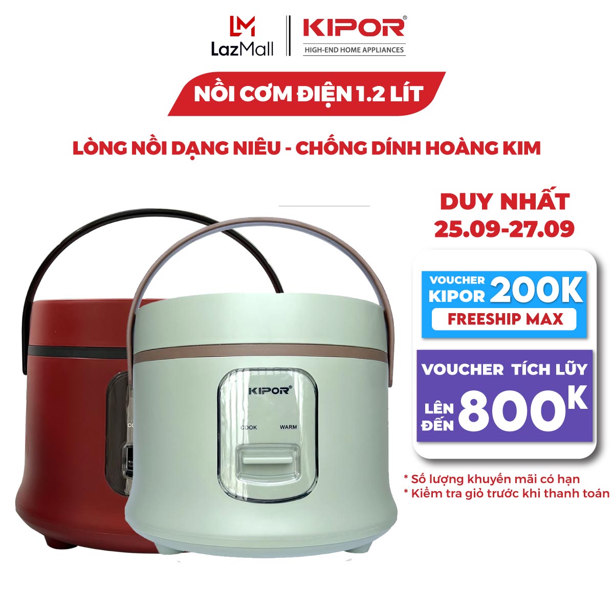 Nồi cơm điện KIPOR KP-N965 1.2L - Lòng nồi dạng niêu