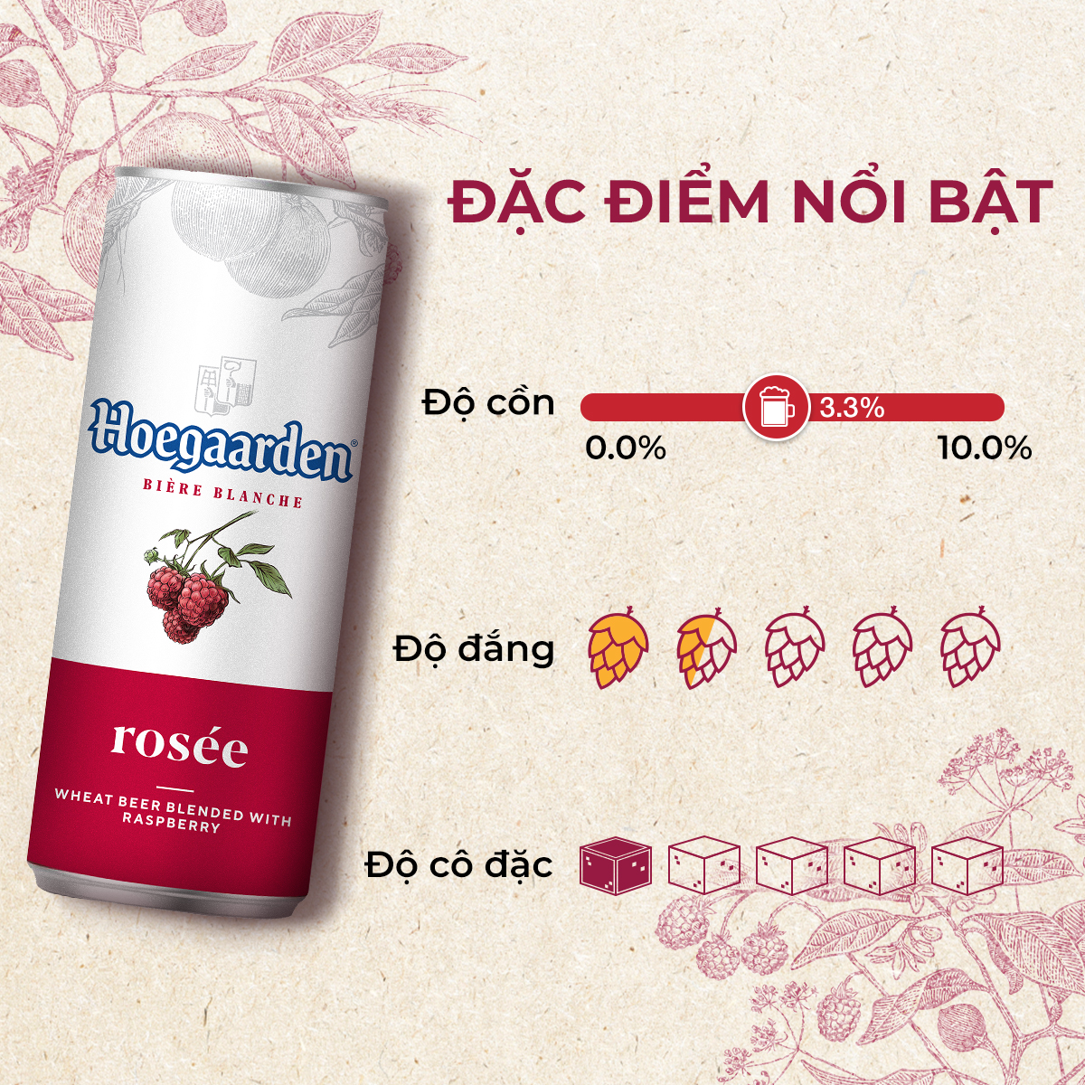 Lốc 6 lon Hoegaarden Rosee (330ml/lon) [Date 12/2024]