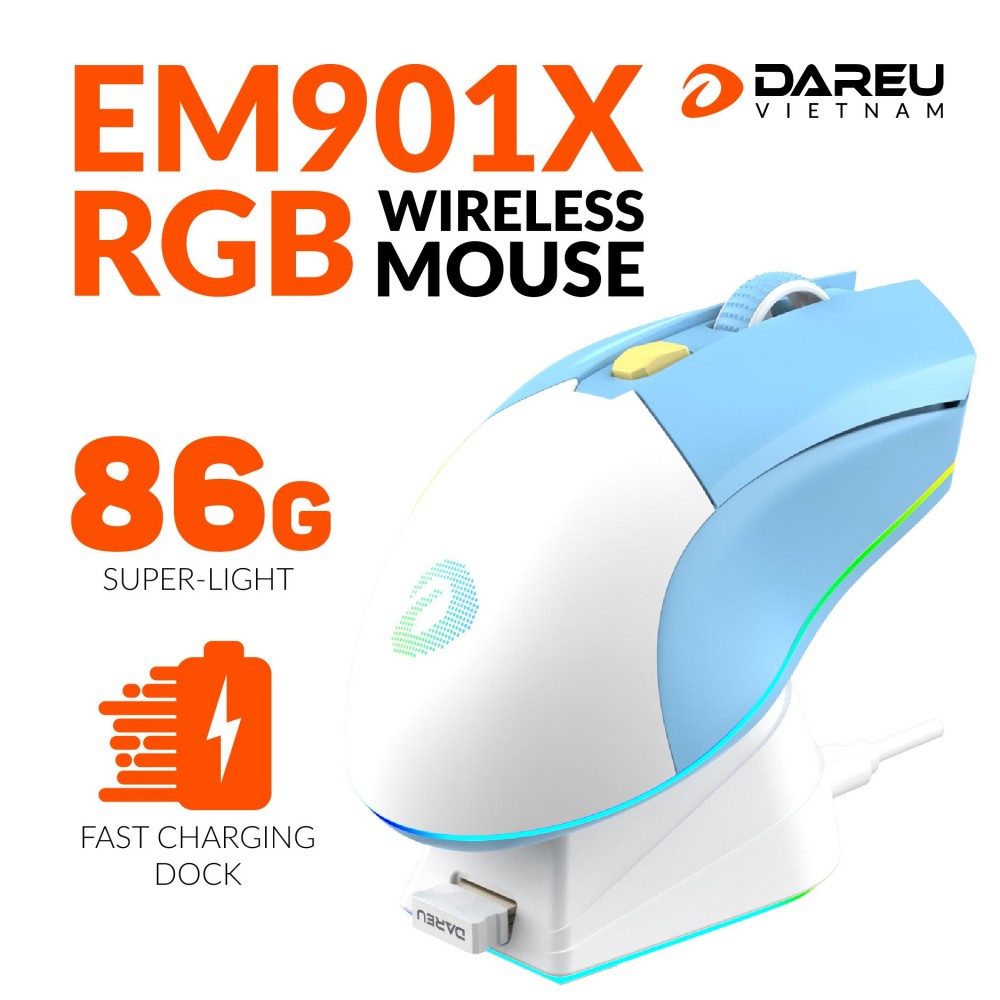 Dareu em901x RGB superlight wireless gaming mouse fast shipping dock mice-authentic
