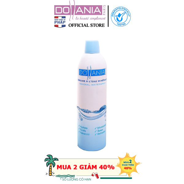 Xịt khoáng Dollania giúp dưỡng ẩm cấp nước và làm dịu làn da Brumisateur Eau Minerale  400ml cao cấp