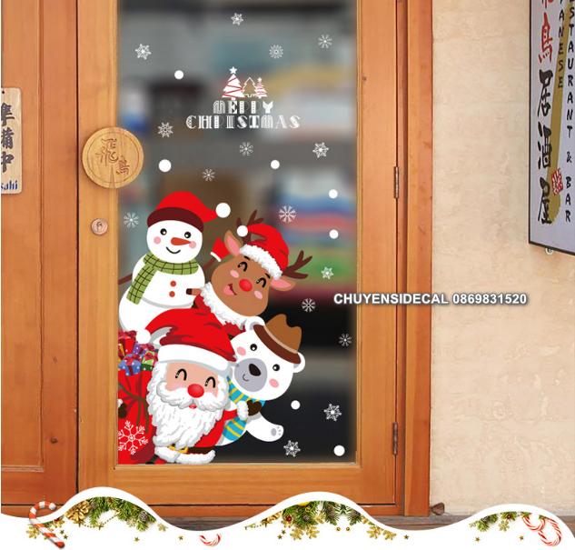 [HCM]Decal trang trí tường Noel - 4 Noel Trắng Đỏ Xin Chào