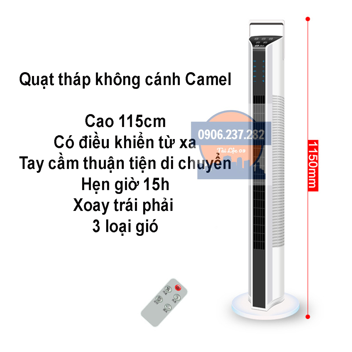 Quạt tháp Camel TC-TS17 cao 110cm, 90cm, quạt không cánh, quạt đứng, quạt tháp không cánh, quạt cây đứng, quạt không cánh, quạt tháp cao cấp, quạt mát, quạt tháp không cánh