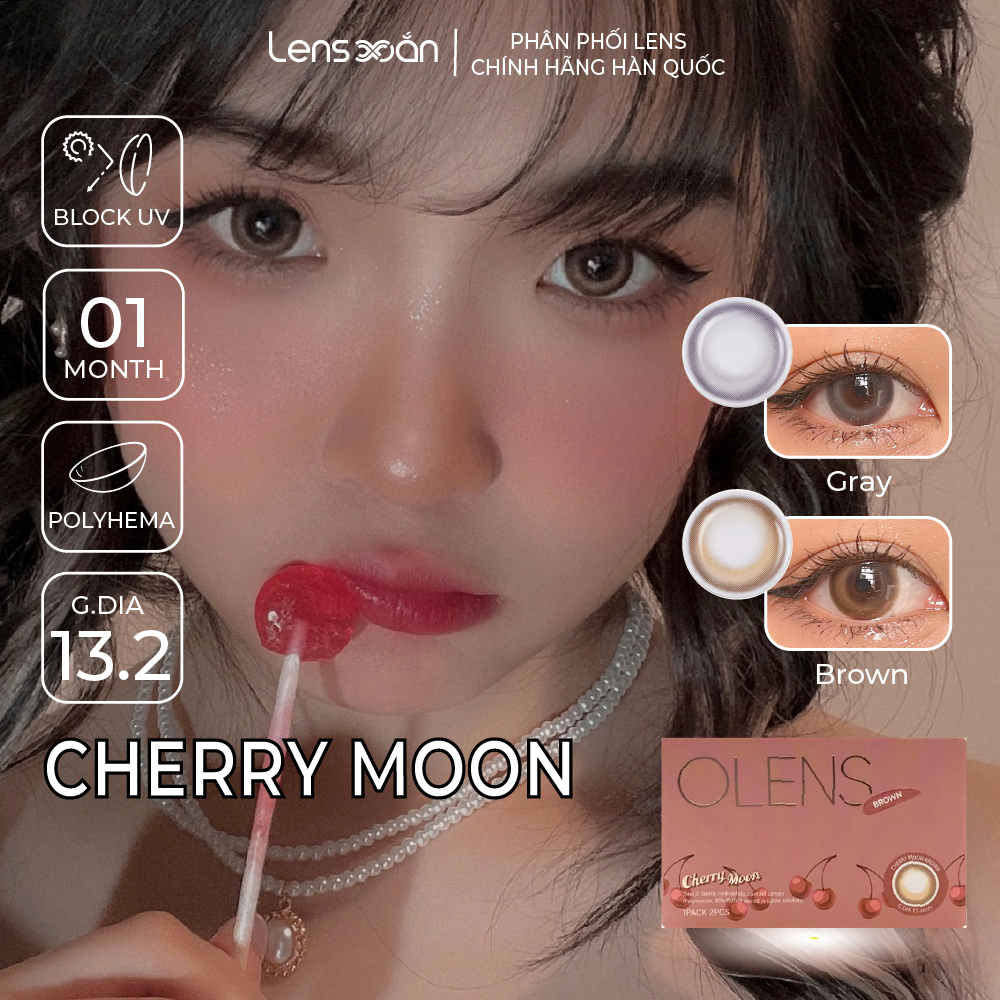 Kính áp tròng cận 1 tháng lens xoắn hiệu ứng trăng khuyết giống rosé blackpink olens cherry moon
