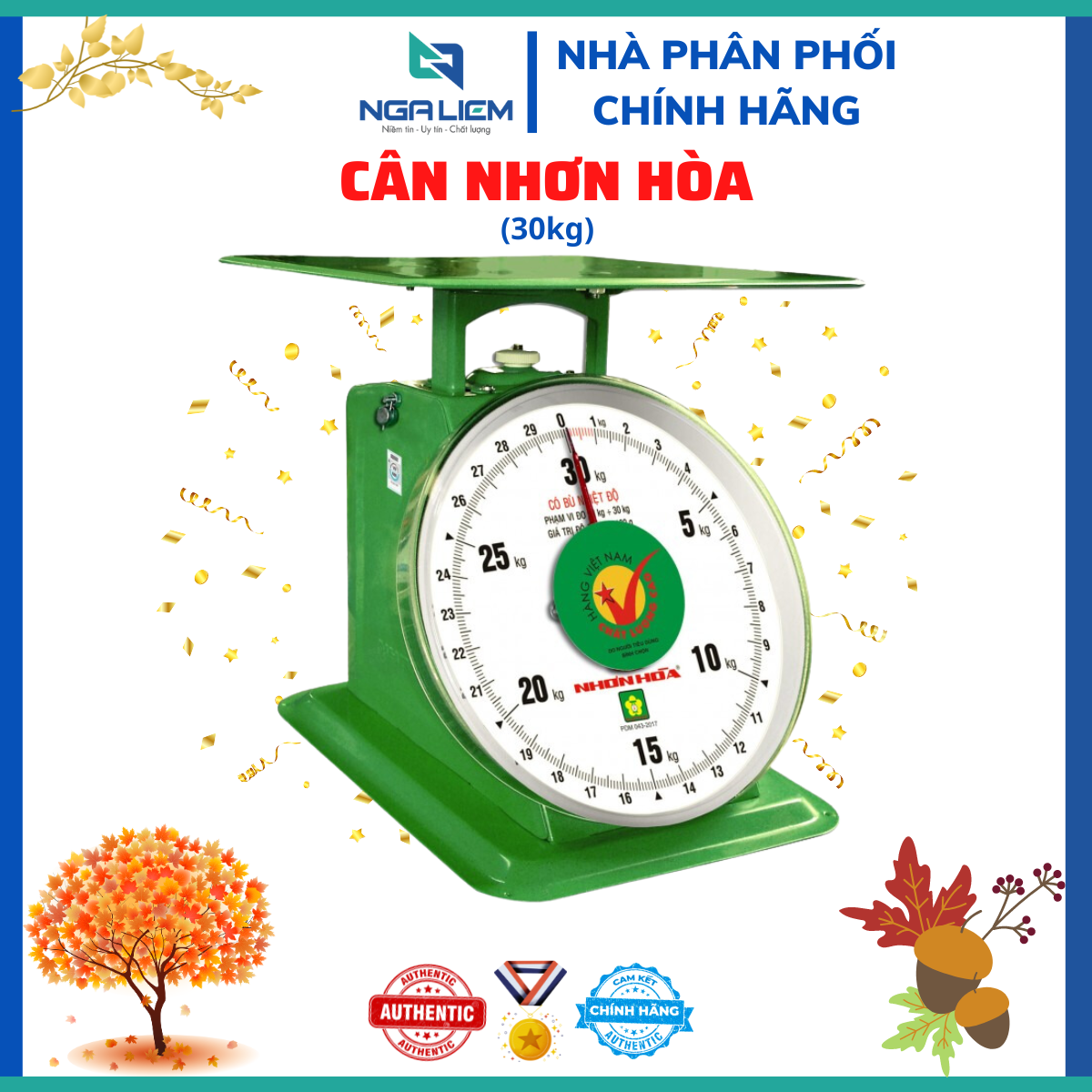 Cân đồng hồ nhơn hòa 30kg mặt số 9"