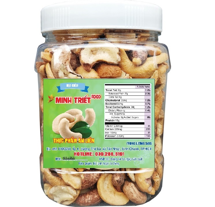 Hạt điều rang muối Bình Phước Bể Đôi còn rất ít vỏ  - Long Thái