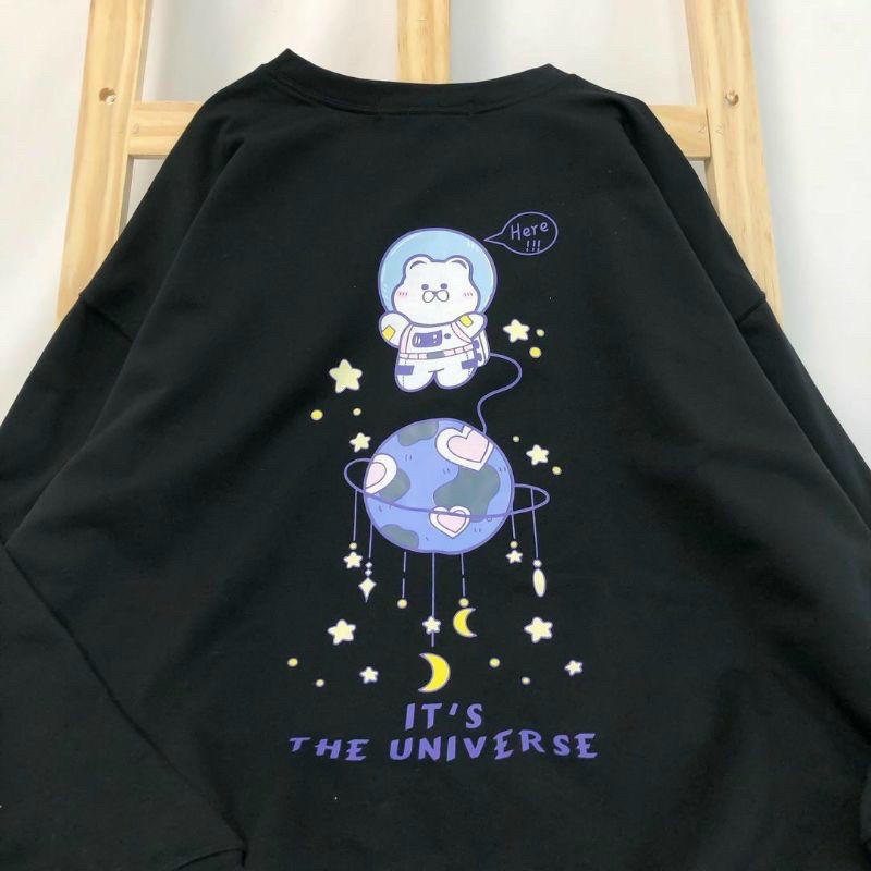 Áo sweater-áo chui nỉ in Hình Vũ Trụ siêu CUTE-chất nỉ bông mềm giữ ẩm cực tốt