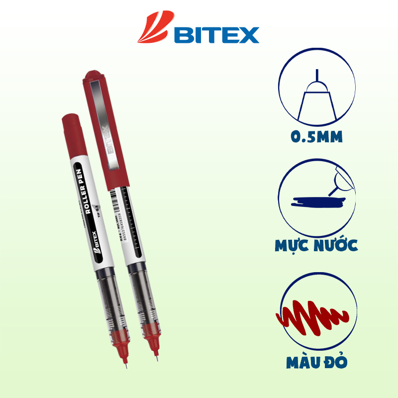 Bút lông bi Bitex R02 mực Xanh / Đỏ / Đen ngòi 0.5mm