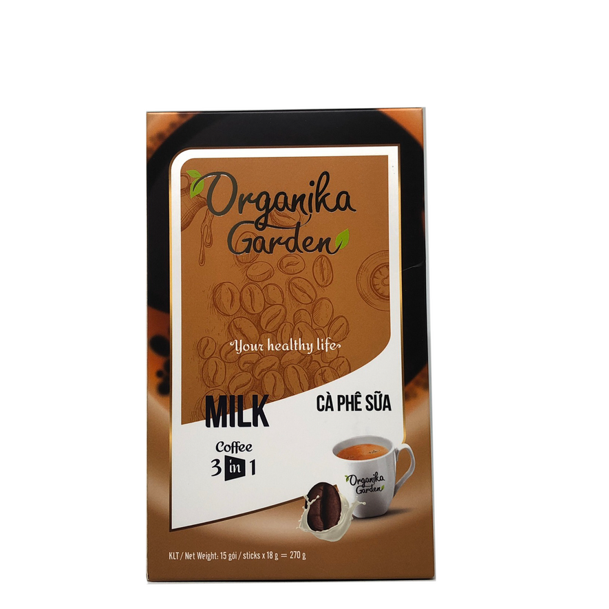 Cà Phê Organika Garden - cà phê sữa (18gr x 15 gói)/ hộp