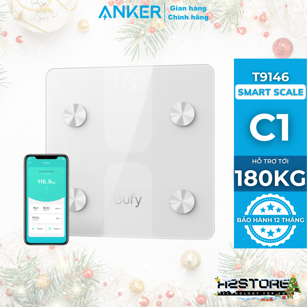 Cân thông minh EUFY BodySense C1 by Anker - T9146 Màu trắng