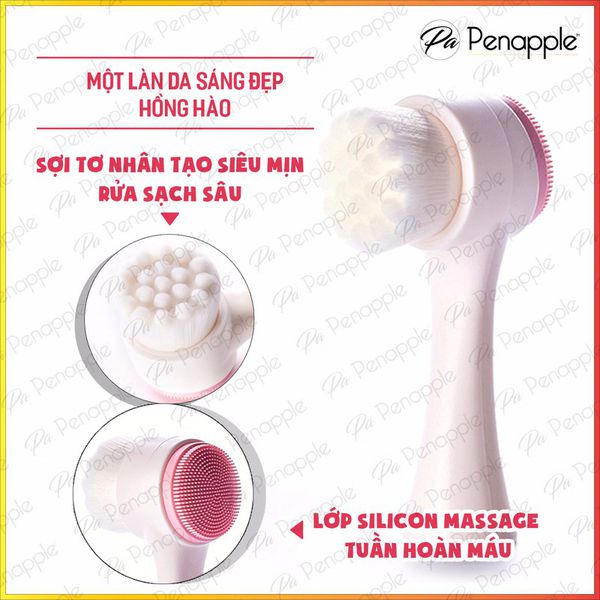 Cọ Rửa Mặt Massage 2 Đầu Cán Trắng Mềm Mại