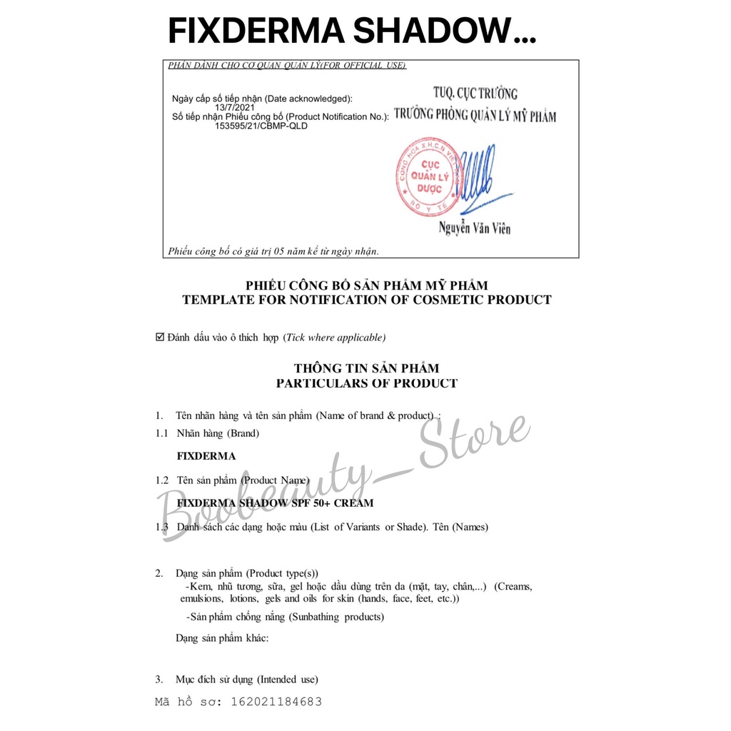 Kem Chống Nắng Fixderma Shadow