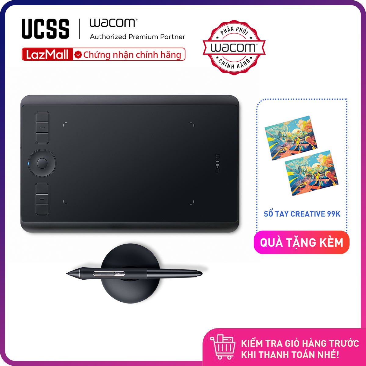 [Trả góp 0%]Bảng Vẽ Wacom Intuos Pro S PTH-460 (Hàng Phân Phối Chính Thức)