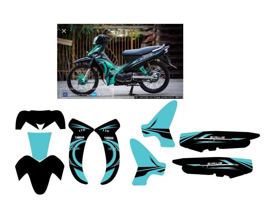 tem trùm xe sirius xanh đen độ đẹp -làm tem dán xe máy theo yêu cầu - tem trùm xe sirius đẹp và rẻ