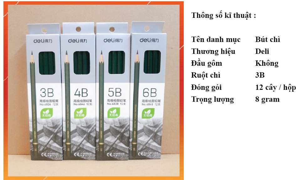 Combo 3 cây bút chì 3b deli 6836