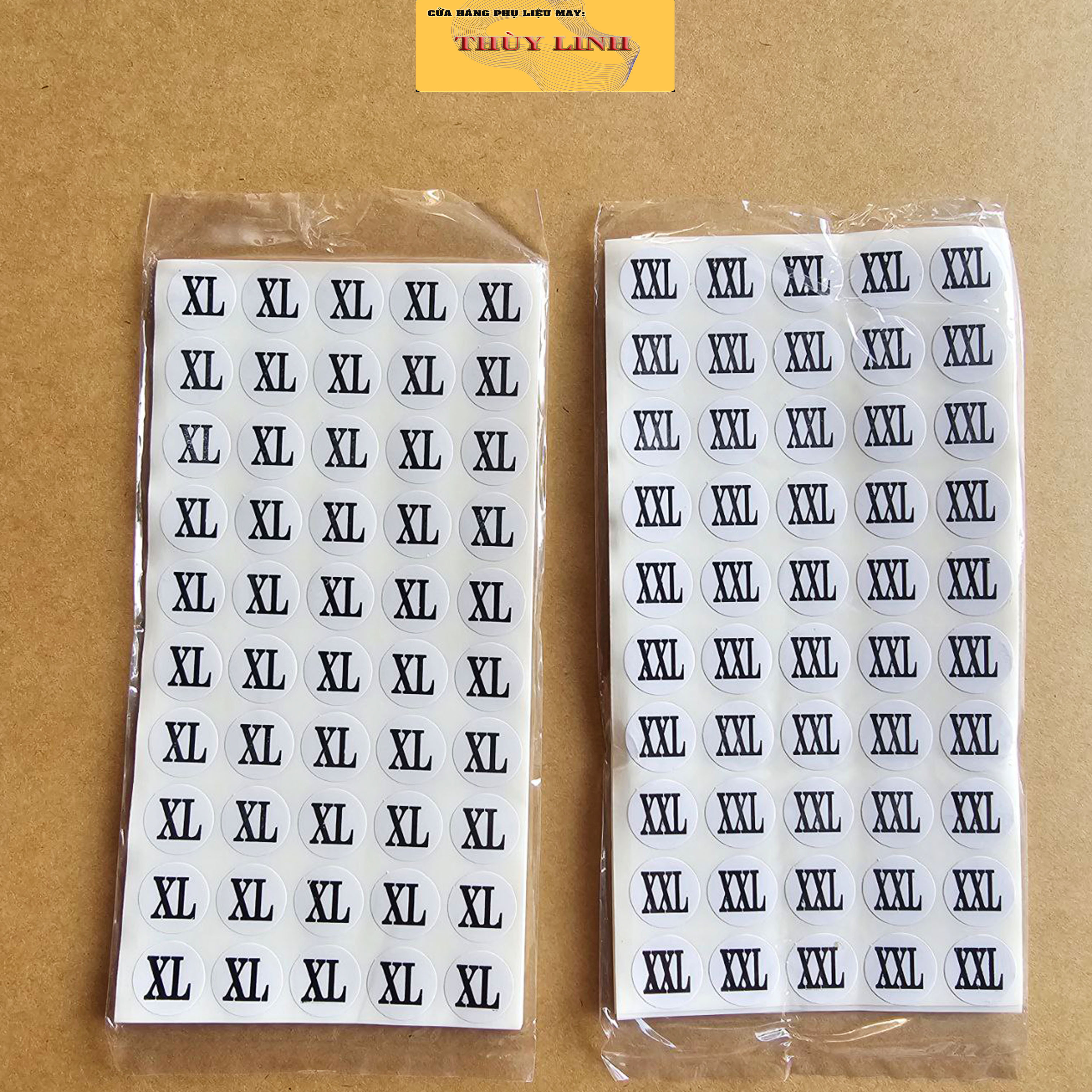 Tem Size Dán Quần Áo Từ XS Đến 8XL ( 10 tờ - 500 tem )
