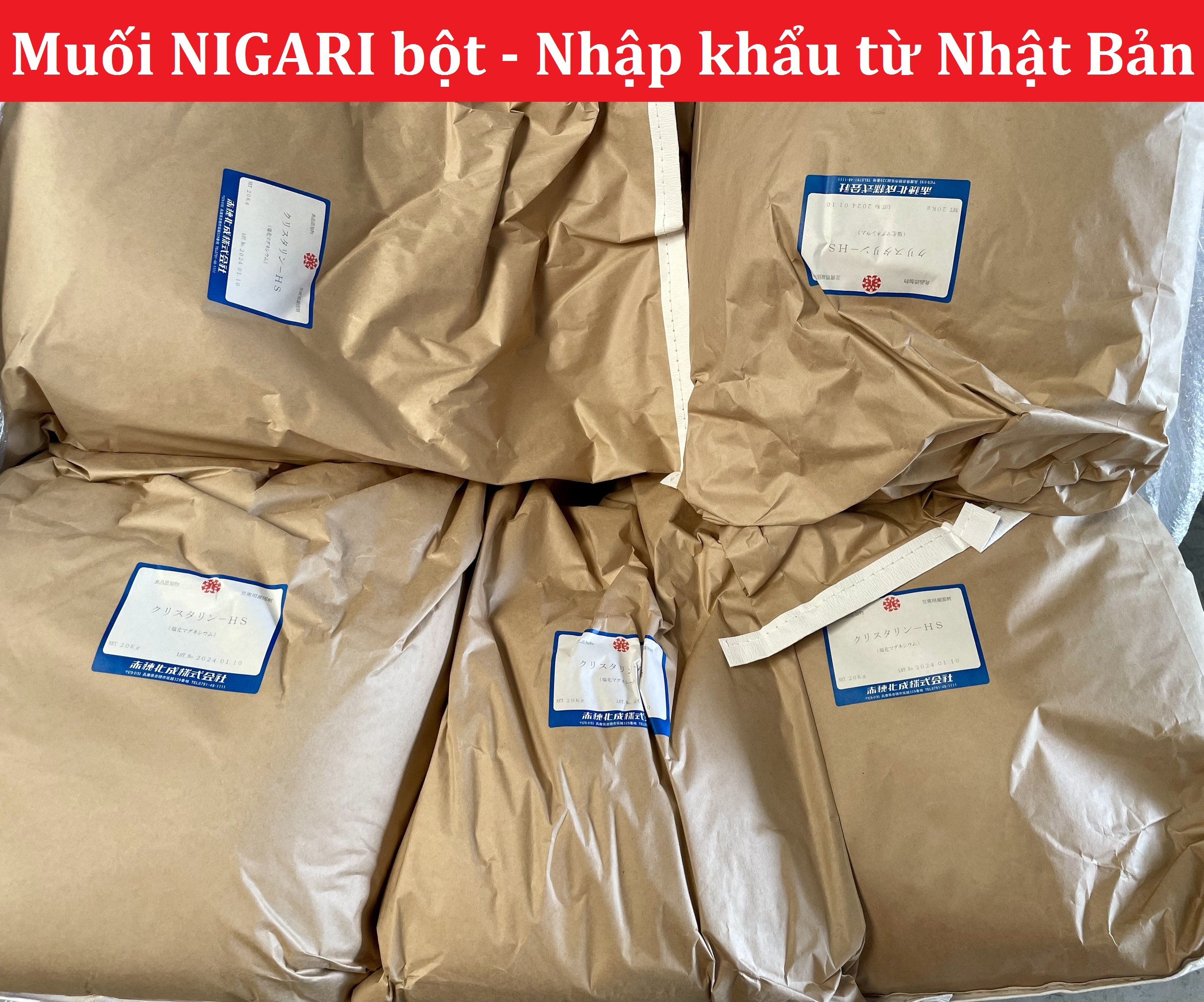 Muối Nigari 1kg – Dùng làm đông sữa đậu nành, sản xuất đậu hũ, đậu phụ, hàng Nhật Bản