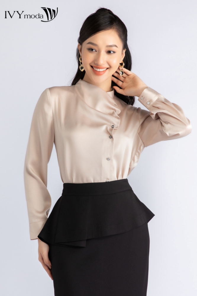 Áo sơ mi khuy cách điệu IVY moda MS 17M7036