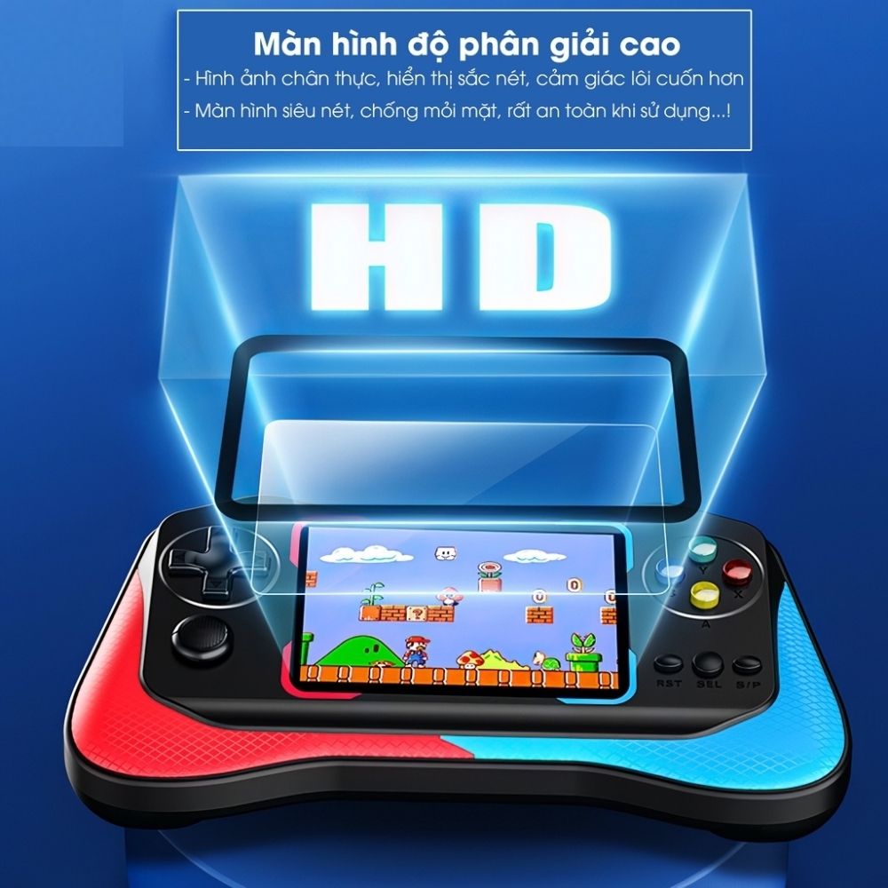 Máy chơi game cầm tay Sup M8 Plus có tay cầm 2 người chơi 500 in 1 kết nối tivi sạc pin nhanh mini bảo hành 12 tháng