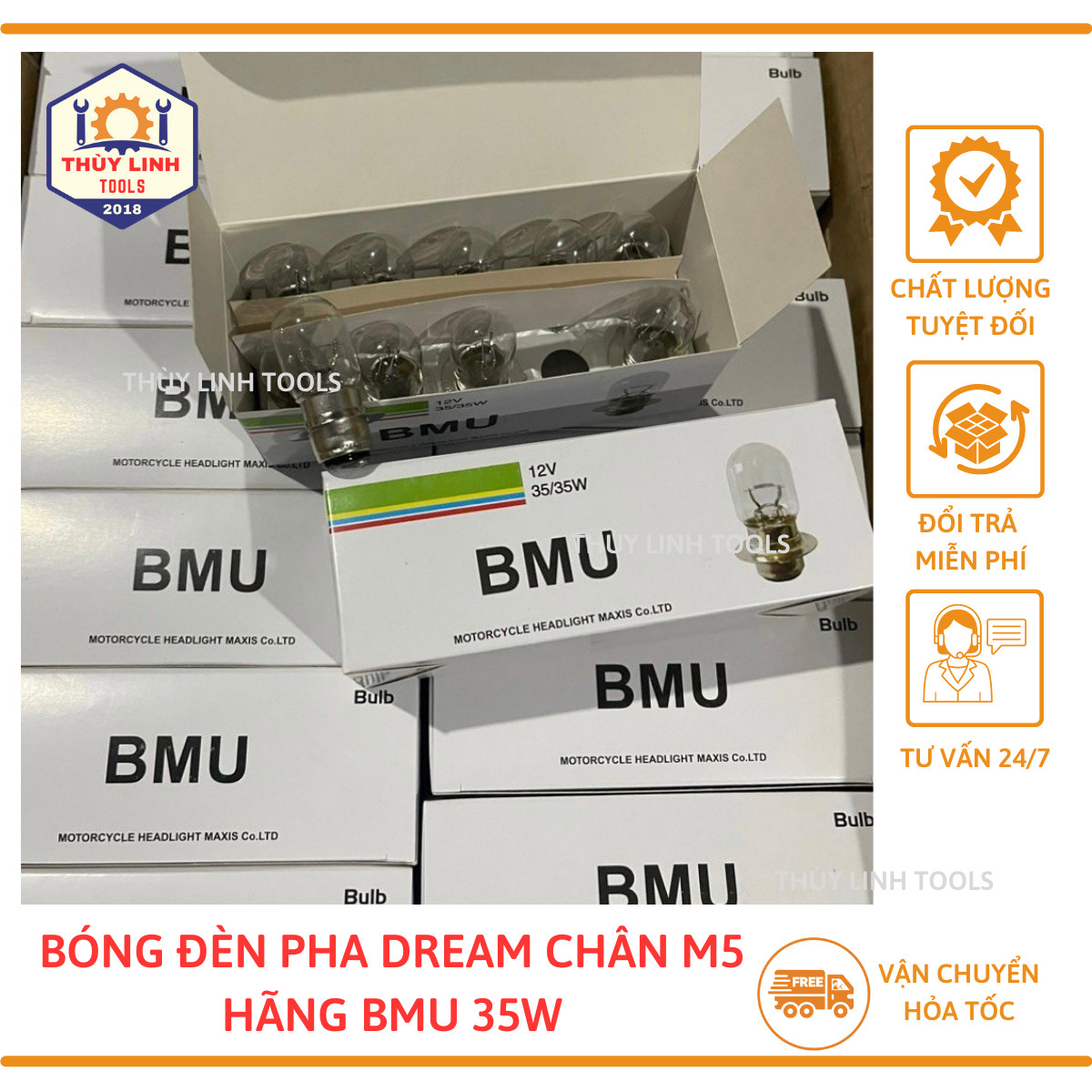 Bóng pha Dream, bóng hậu vàng cho xe máy Dream Thùy Linh Tools