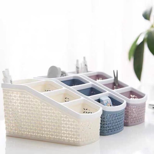 [HCM]Khay nhựa để bàn 4 ngăn nO.5696 tiện ích đựng đồ dùng đa năng 5696 - hàng Việt Nam (GIAO MÀU NGẪU NHIÊN)