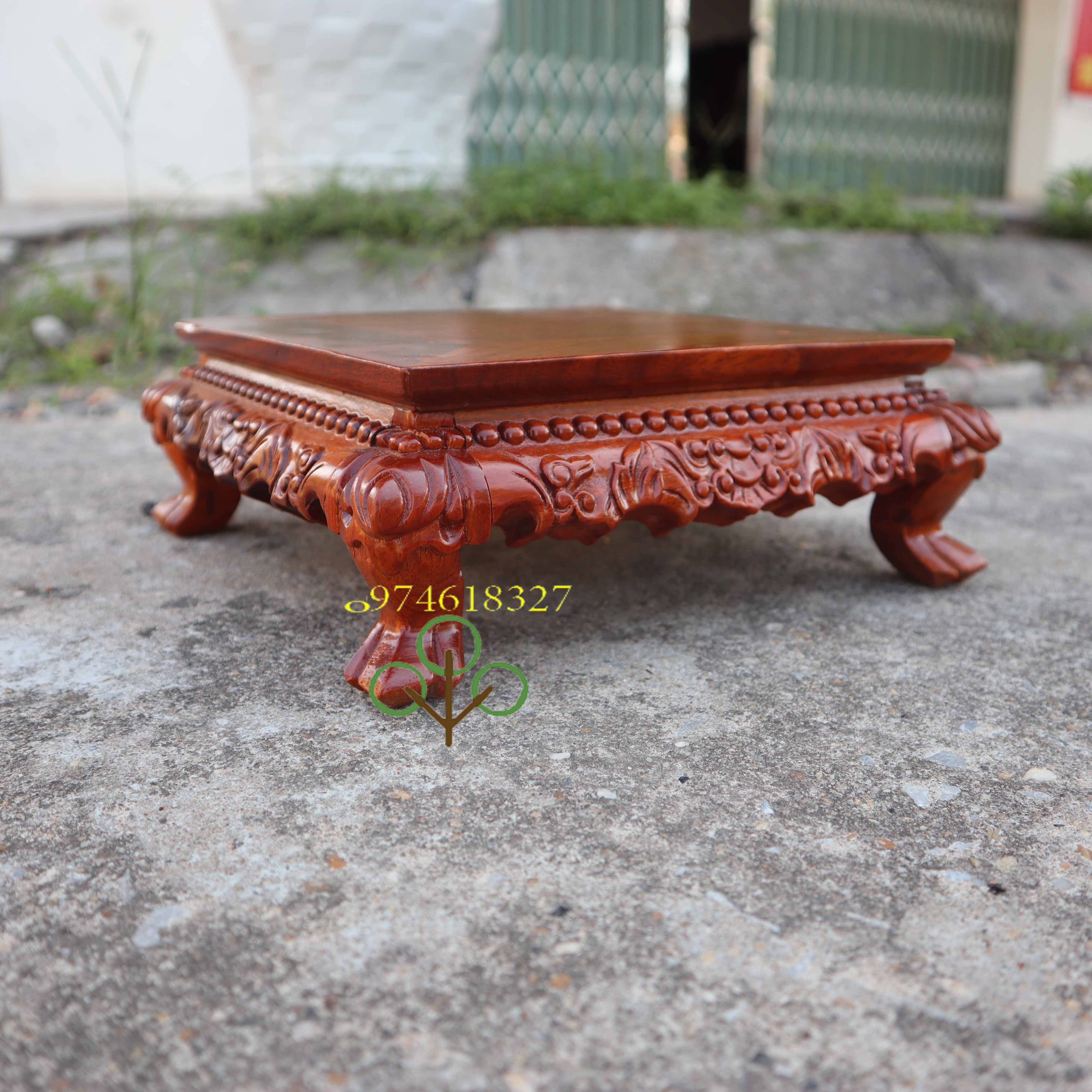 Kỉ rồng,đế bát hương gỗ hương đôn chân quỳ cao 9cm