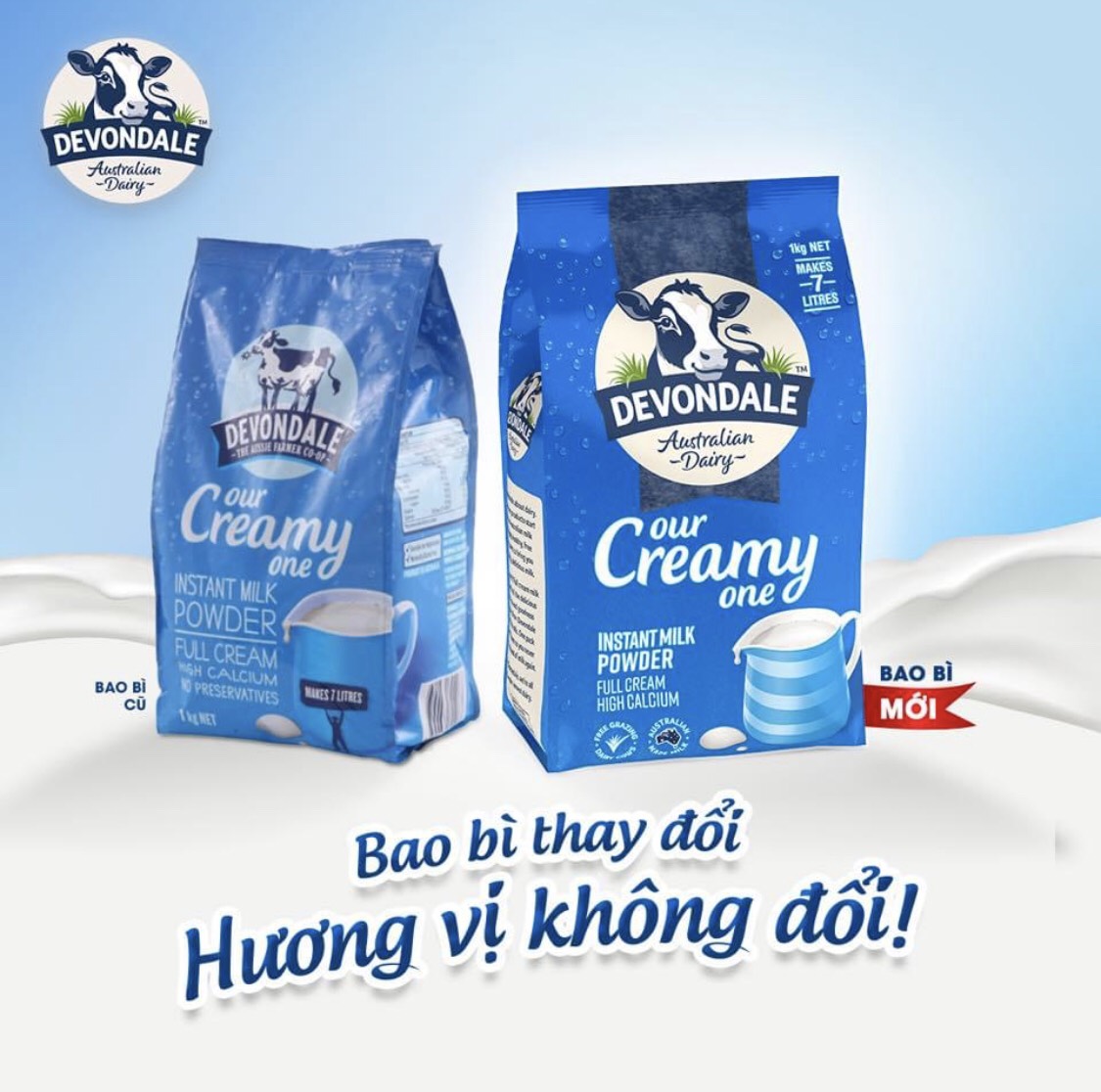 (Date 09/2022) Sữa Bột Full Cream Devondale Túi 1Kg