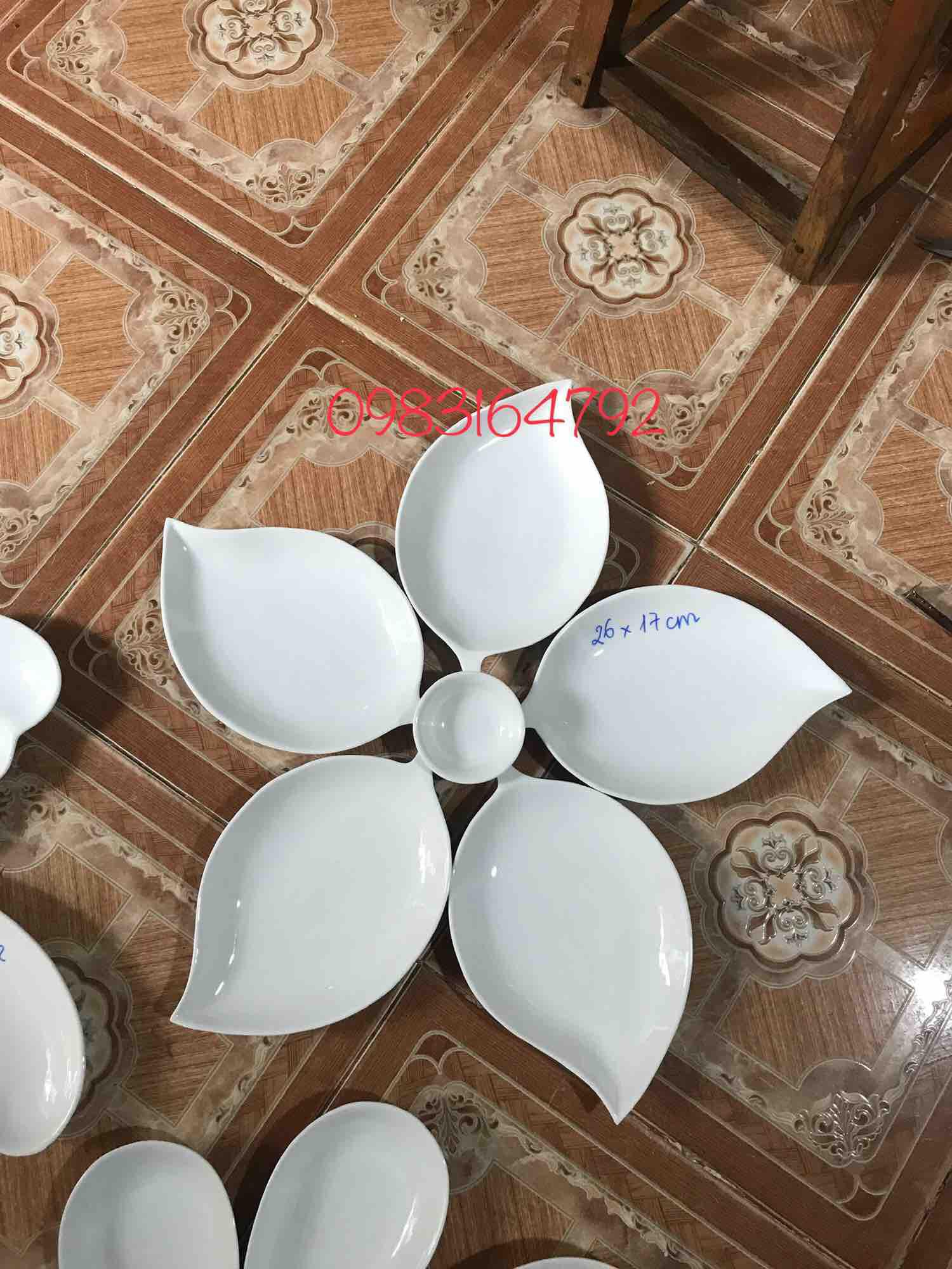 Bộ đĩa ăn bằng sứ hình lá