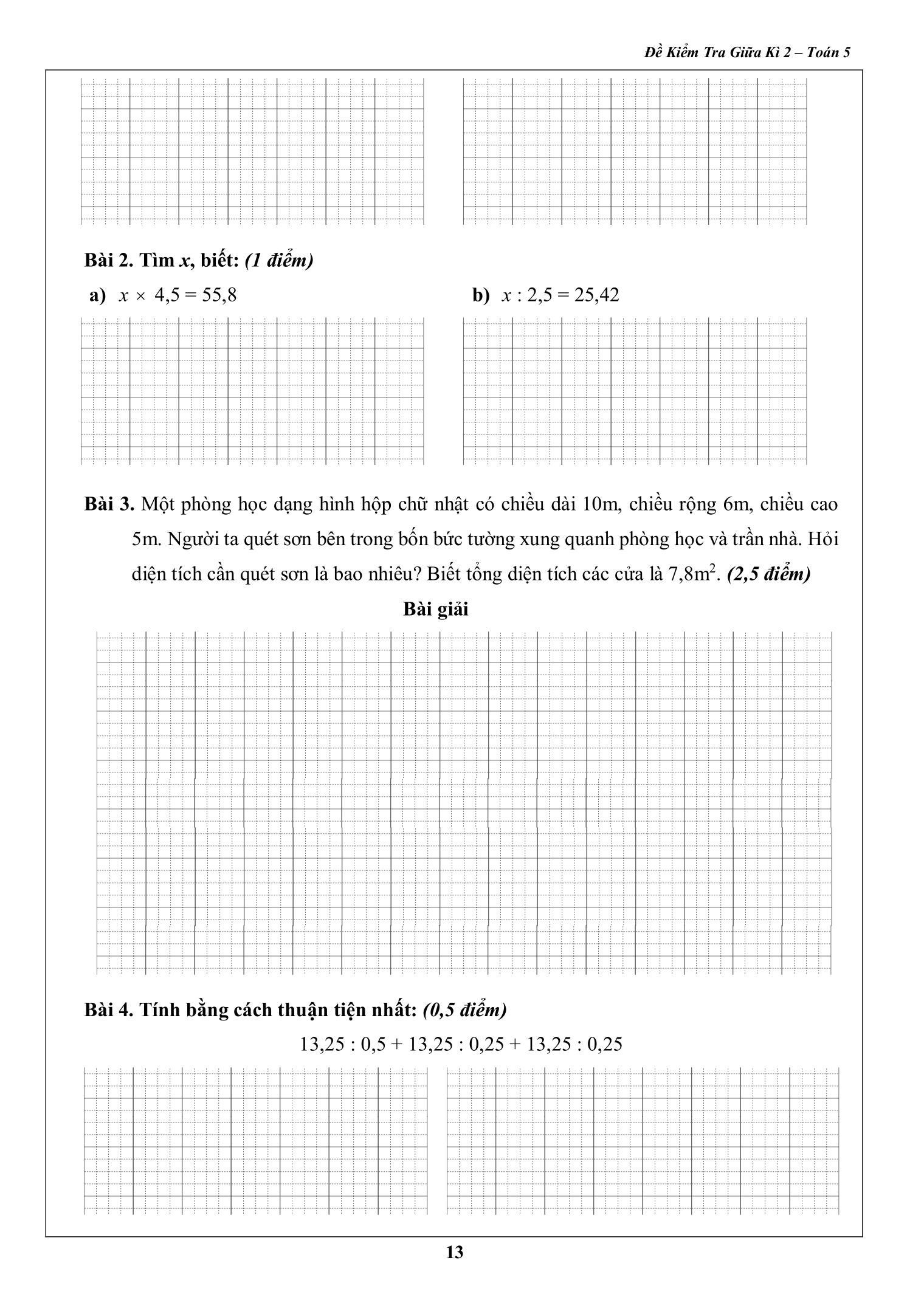 Sách - Đề Kiểm Tra Toán 5 - Học Kì 1 (1 cuốn)