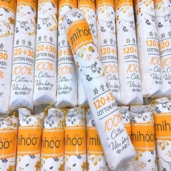 COMBO 3 bịch bông tẩy trang Mihoo 150 miếng tròn