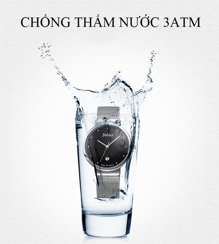 ĐỒNG HỒ CẶP JA-426B JULIUS HÀN QUỐC DÂY THÉP (BẠC MẶT ĐEN)