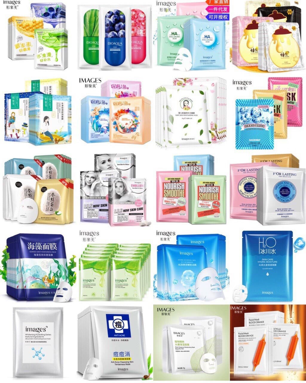 [HCM]Combo 50 mặt nạ giấy dưỡng da