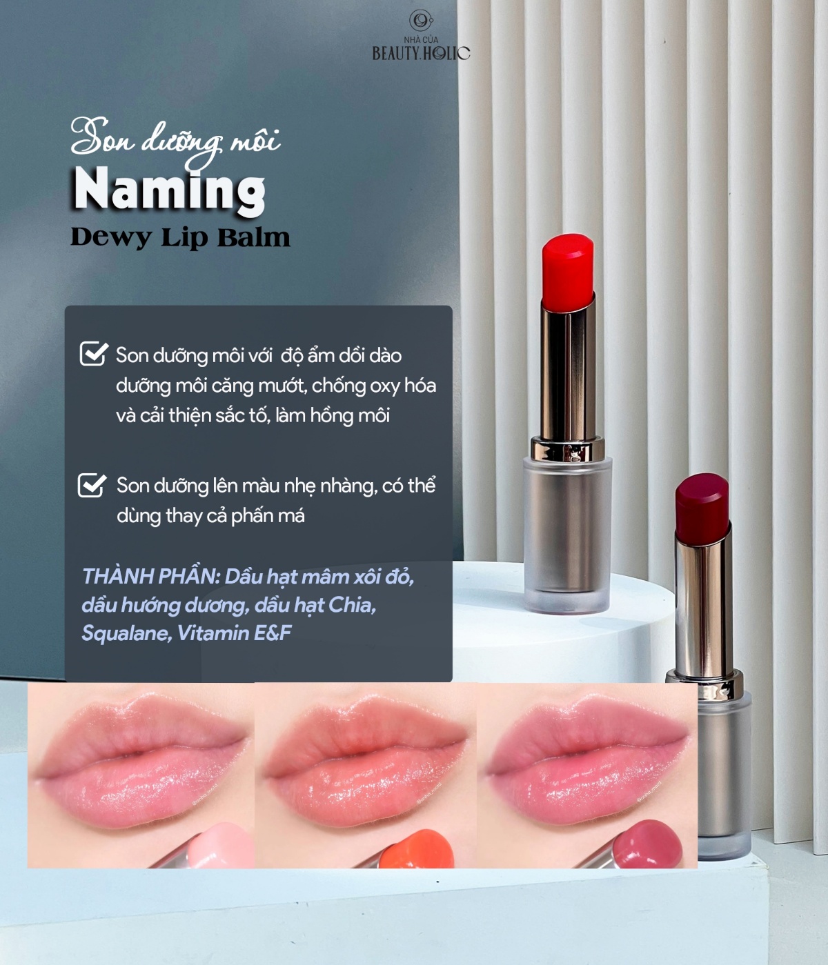 [Nhacuabeautyholic] Son dưỡng có màu NAMING DEWY LIP BALM