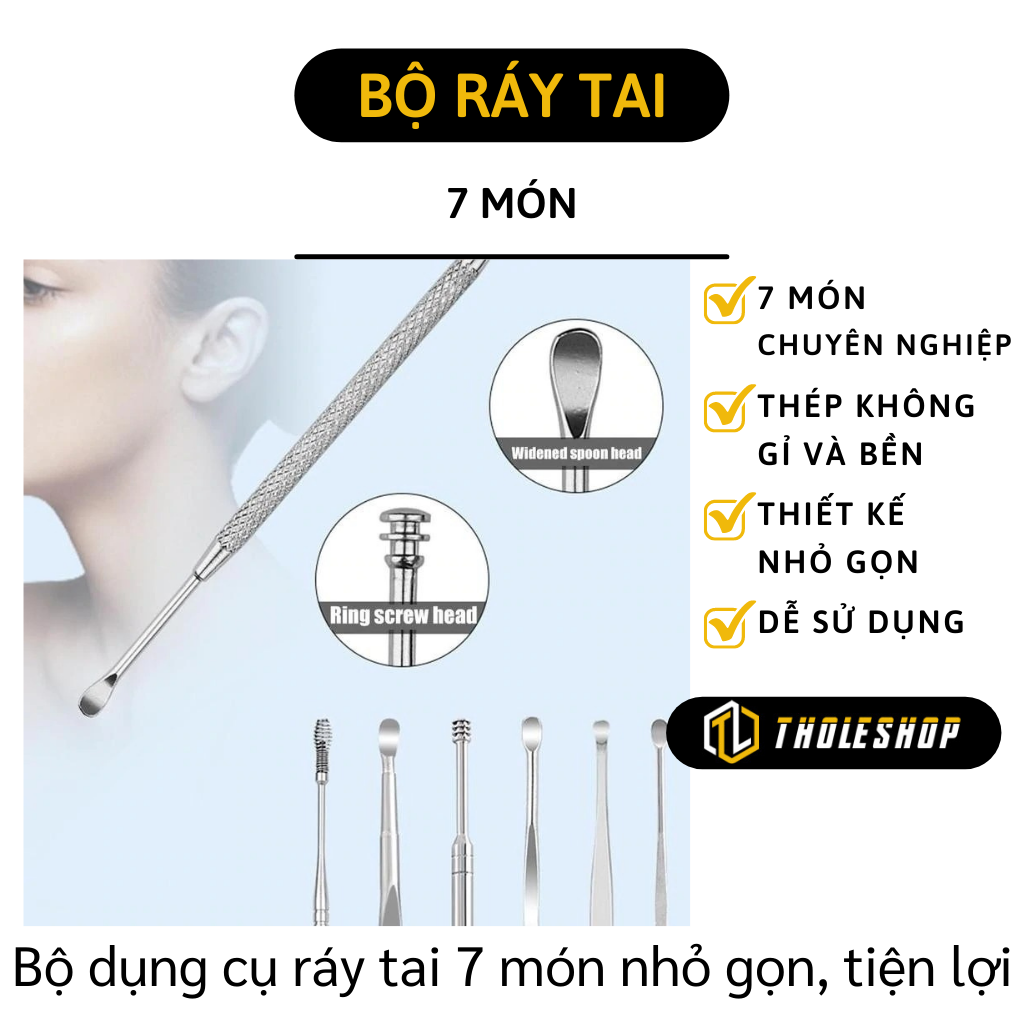 Bộ dụng cụ ráy tai 7 món fullbox - Dụng cụ lấy ráy tai tiện dụng - Đồ dùng lấy ráy tai - Dụng cụ làm vệ sinh tai