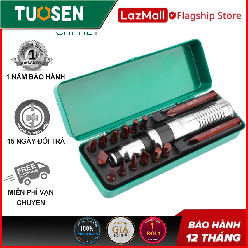 Bộ Tô Vít Đóng, Tô vít Đóng Đảo Chiều, có mũi Tháo Ốc Gãy TUOSEN 12 Chi Tiết, 16 chi tiết – Chính hãng TUOSEN