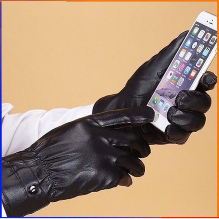 Găng tay da lót lông, cảm ứng smartphone - găng tay nữ