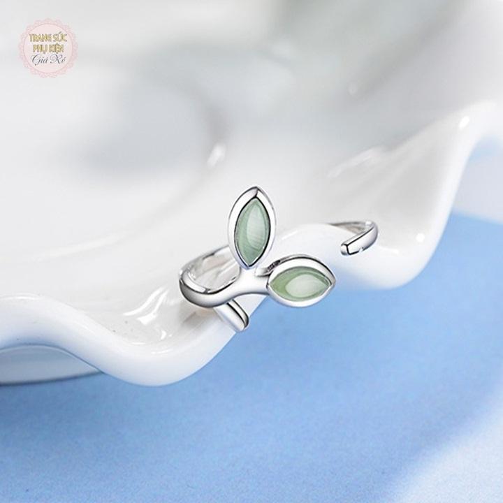 [HCM]Nhẫn nữ lá mầm xanh mẫu mới N35