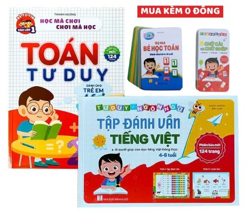 Tâp đánh vần tiếng Việt, toán tư duy kèm thẻ học chữ cái và thẻ flashcard làm toán cho bé - NTbooks