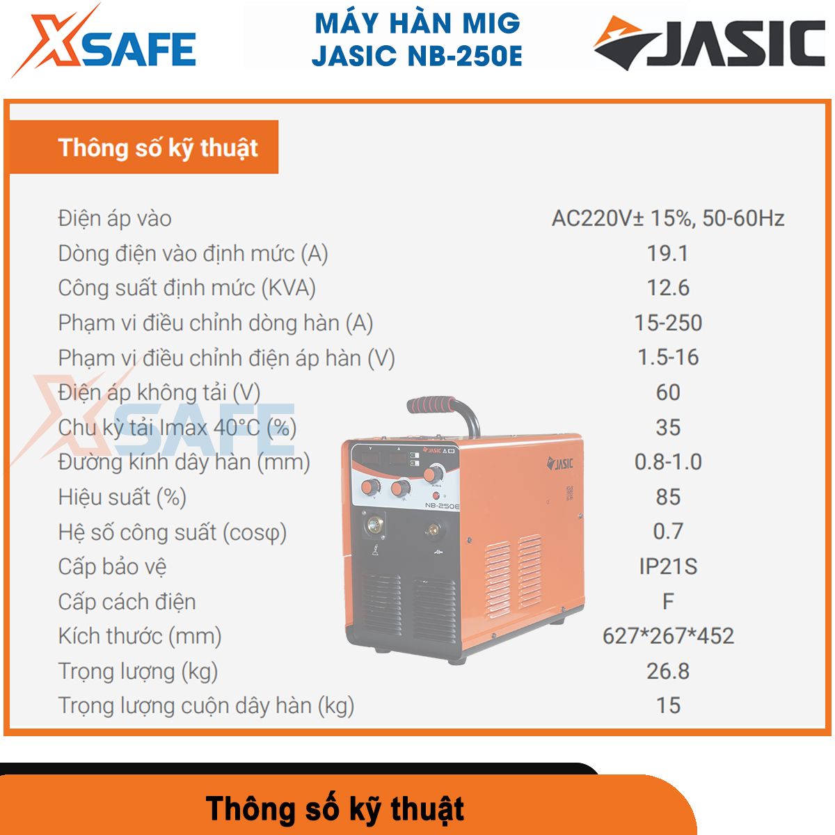 MIG welding machine Jasic nb-250e technology IGBT welding line, stable arc, weld Độ ngấu deep-genuine-xsafe