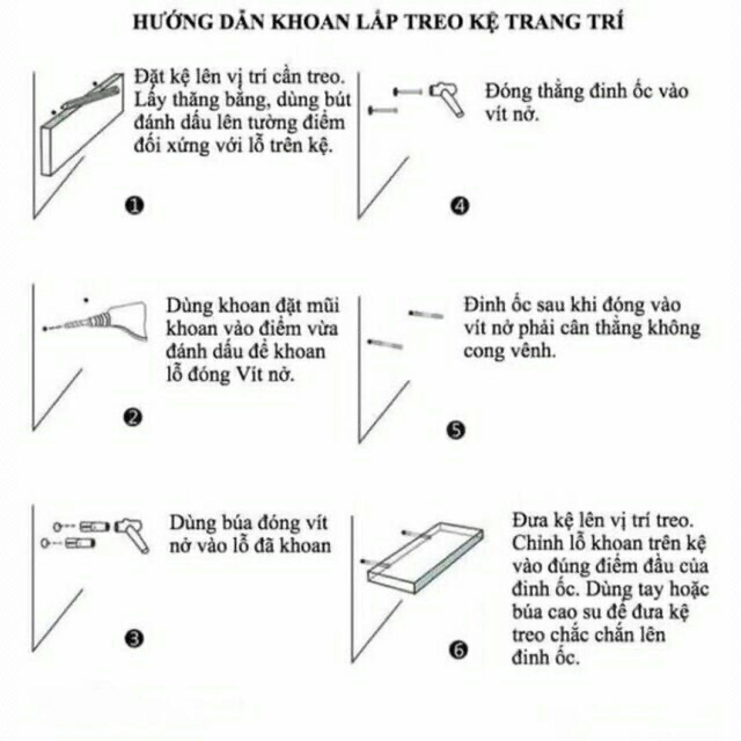 Phụ kiện lắp đặt kệ treo tường bộ 6 chiếc