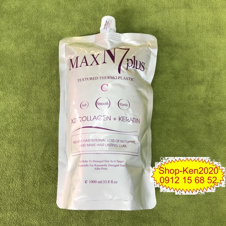 [Túi lẻ] Uốn duỗi ép dập tóc Max N7 Plus Collagen Keratin 1000ml (A-B-C)