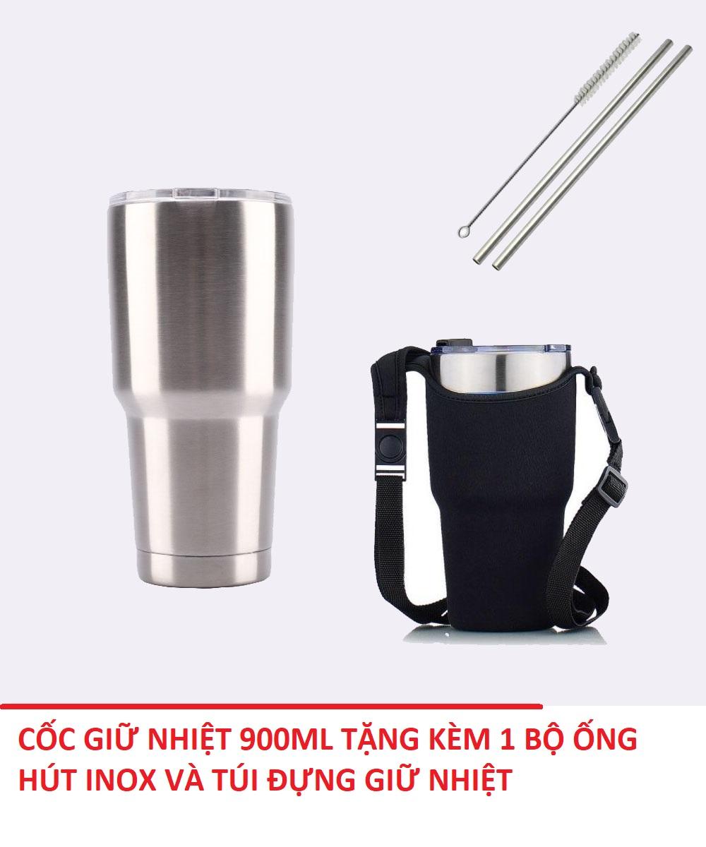 Bình giữ nhiệt cốc giữ nhiệt ly giữ nhiệt có nắp chống tràn cao cấp + Tặng bộ ống hút inox tái sử dụng và túi Đựng ( màu sắc ngẫu nhiên) 1000002835