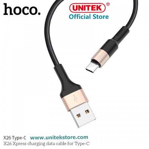 [UNITEKSTORE.COM] Cáp sạc TypeC Hoco X26 2A dài 1M - dây bọc dù (Hỗ trợ sạc nhanh và truyền dữ liệu)
