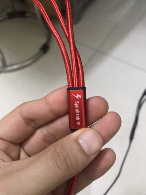 CAP10 - Cáp sạc 3 đầu bọc dù loại đẹp (sạc nhanh)